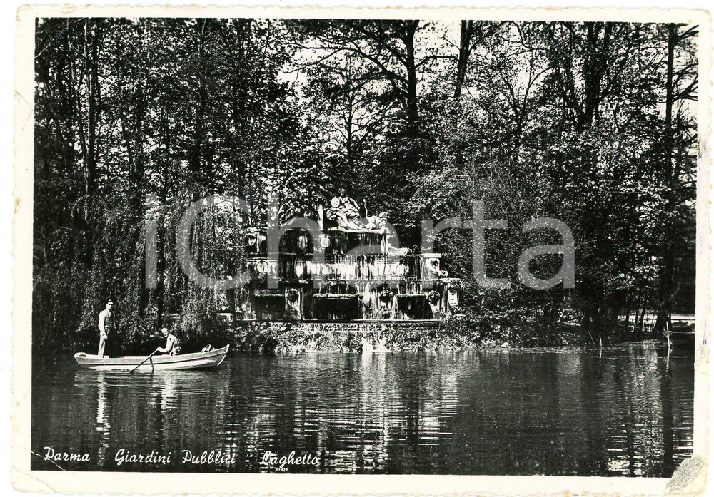 Cartolina originale da collezione 1952 PARMA Parco Ducale  In barca sul laghetto  Giardini Pubblici  Cartolina 1