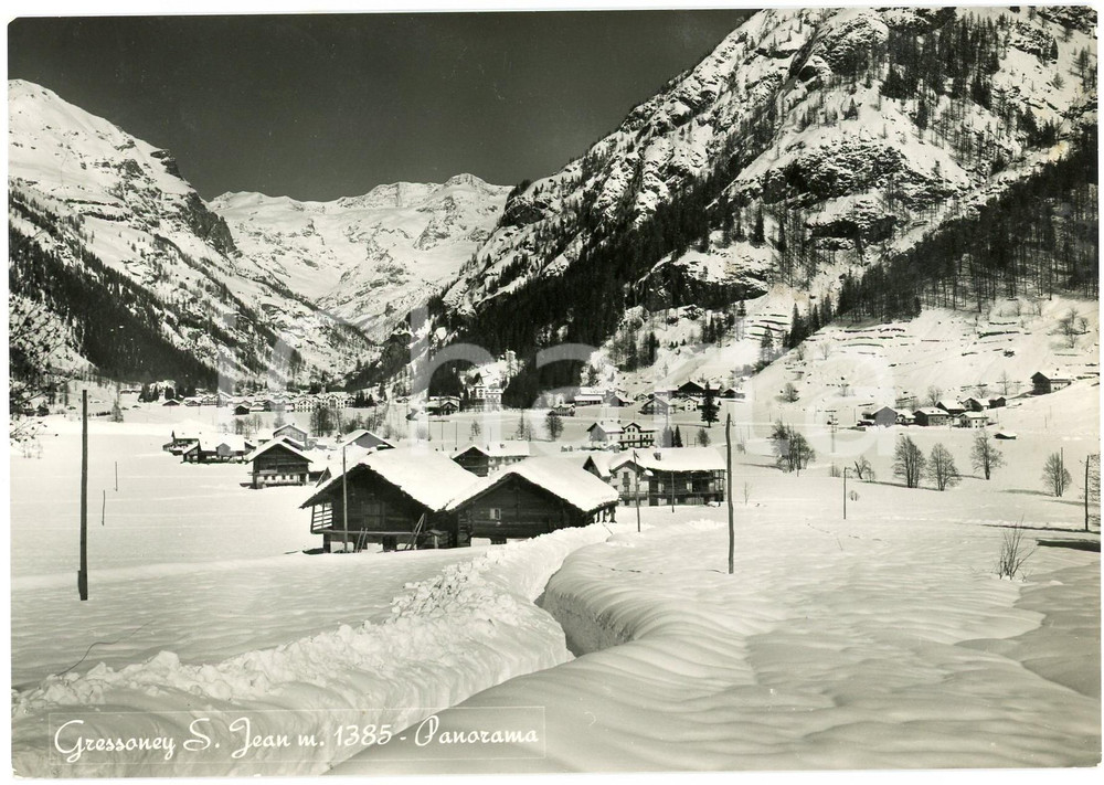 Cartolina originale da collezione 1956 GRESSONEYSAINTJEAN AO Panorama innevato  Cartolina FG VG 1