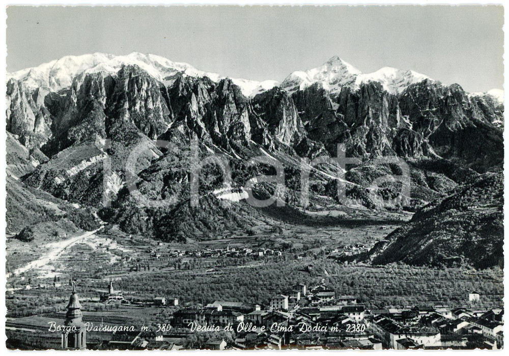 Cartolina originale da collezione 1961 BORGO VALSUGANA TN Veduta di Olle e Cima Dodici  Cartolina FG VG 1