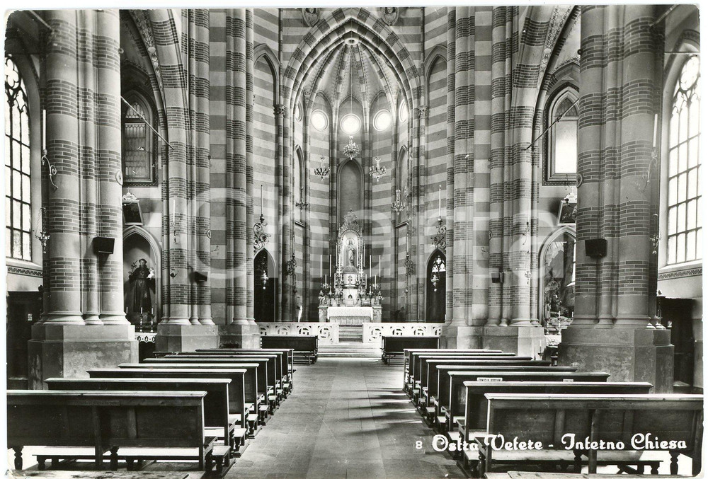 Cartolina originale da collezione 1950 ca OSTRA VETERE AN Interno Chiesa di Santa Maria di Piazza  Cartolina 1
