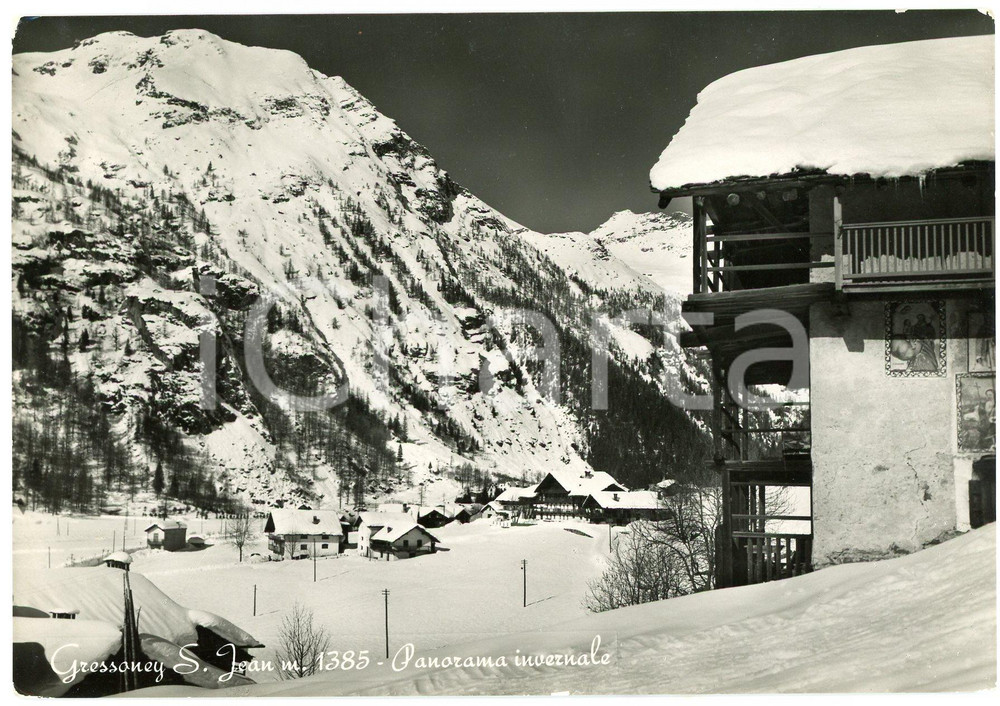 Cartolina originale da collezione 1954 GRESSONEYSAINTJEAN AO Panorama invernale  Cartolina FG VG 1