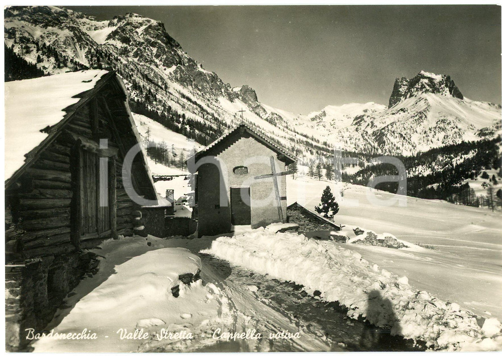 Cartolina originale da collezione 1950 ca BARDONECCHIA Valle Stretta e cappella votiva   Cartolina FG NV 1