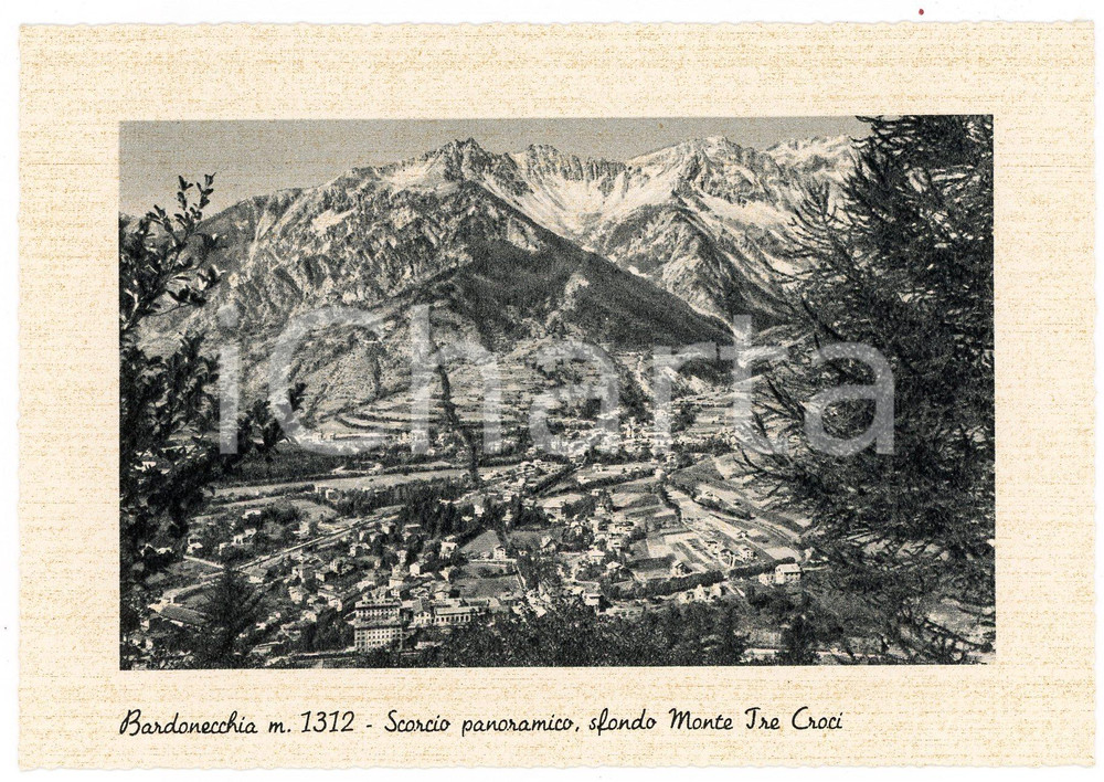 Cartolina originale da collezione 1950 ca BARDONECCHIA TO Scorcio panoramico e Monte Tre Croci  Cartolina 1