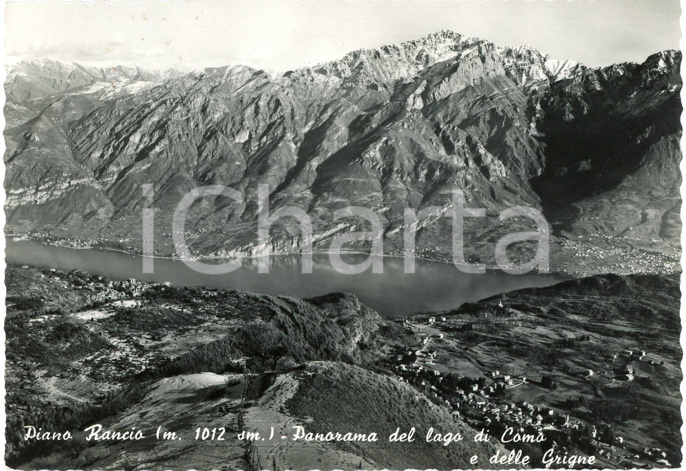Cartolina originale da collezione 1957 PIANO RANCIO Panorama del Lago di Como e Gruppo delle Grigne  Cartolina 1