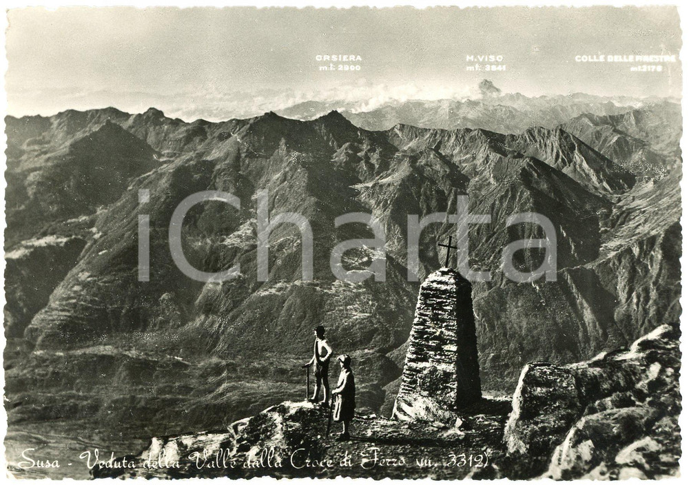Cartolina originale da collezione 1953 SUSA TO Alpinisti alla Croce di Ferro sul Rocciamelone  Cartolina FG 1