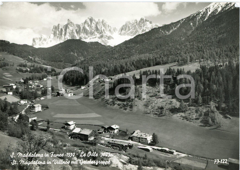 1962 SANTA MADDALENA (BZ) Val di Funes - Gruppo delle Odle - Cartolina FG VG Cartolina d'epoca viaggiata  FAIR/discreto Sbrecciature agli angoli del margine superiore Formato: 15x10 cm originale e autentica 1
