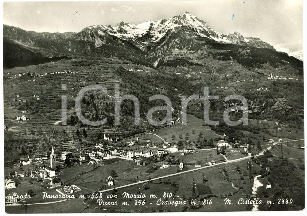 Cartolina originale da collezione 1956 CRODO Panorama con Mozzio VICENO Cravegna e Monte Cistella  Cartolina 1