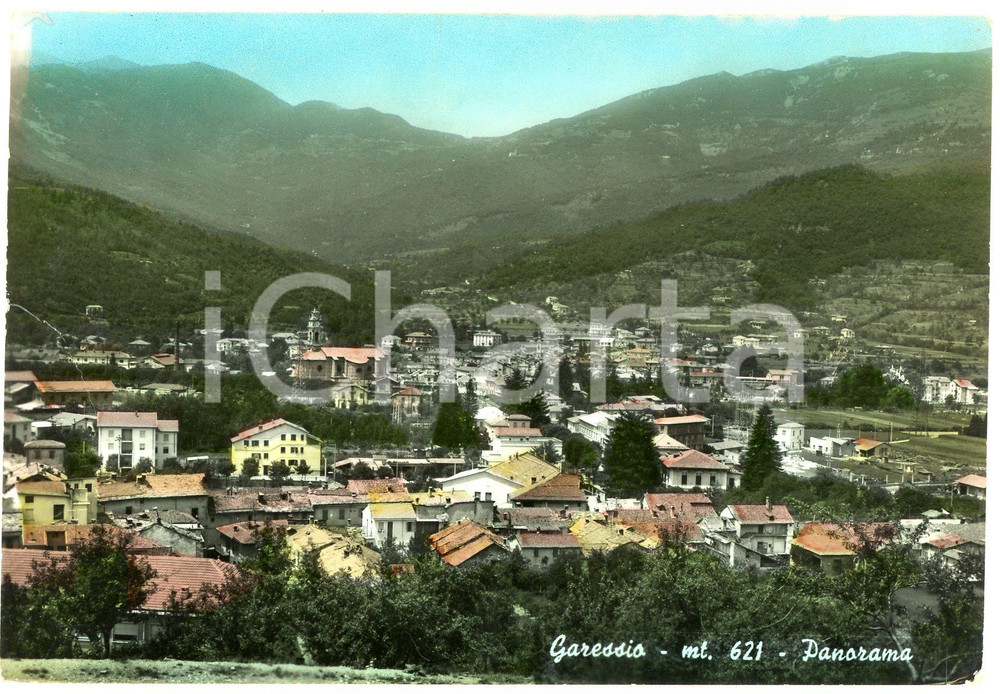 Cartolina originale da collezione 1965 GARESSIO CN Panorama del paese  Cartolina FG VG 1