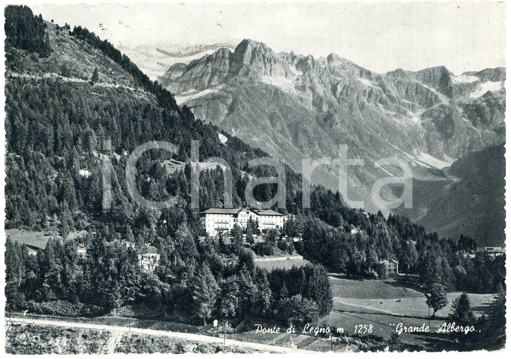 Cartolina originale da collezione 1959 PONTE DI LEGNO BS Grande Albergo  Cartolina FG VG 1