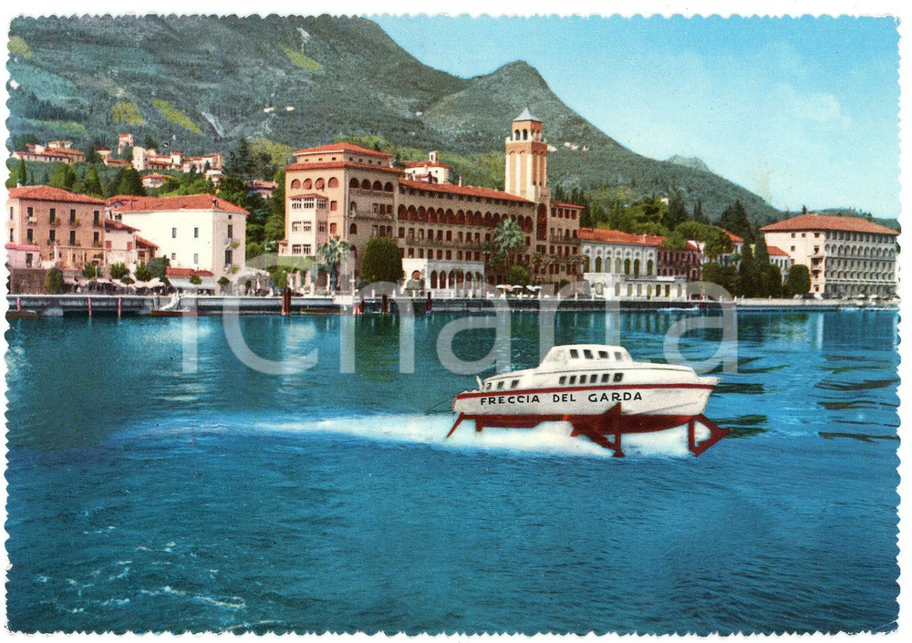 Cartolina originale da collezione 1958 GARDONE RIVIERA Aliscafo Freccia del Garda in navigazione  Cartolina FG VG 1