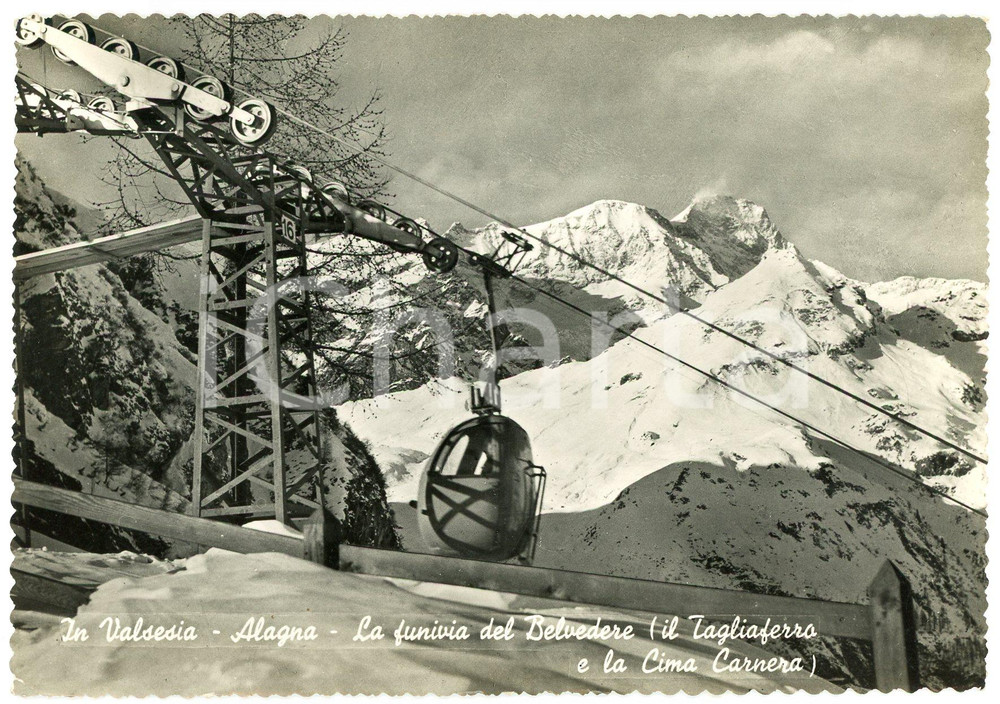 Cartolina originale da collezione 1953 ALAGNA VALSESIA Funivia Belvedere Monte Tagliaferro Cima Carnera Cartolina 1