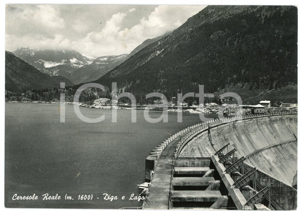 Cartolina originale da collezione 1950 ca CERESOLE REALE TO Panorama della diga e del lago  Cartolina FG NV 1