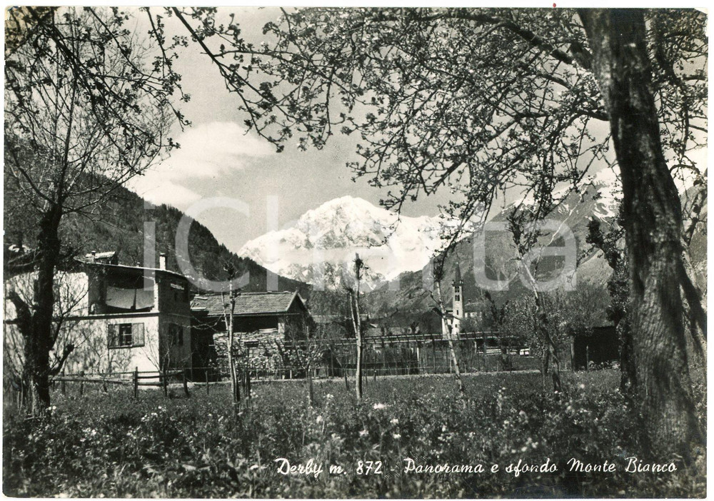 Cartolina originale da collezione 1950 ca LA SALLE  DERBY AO Panorama con Monte Bianco  Cartolina FG VG 1