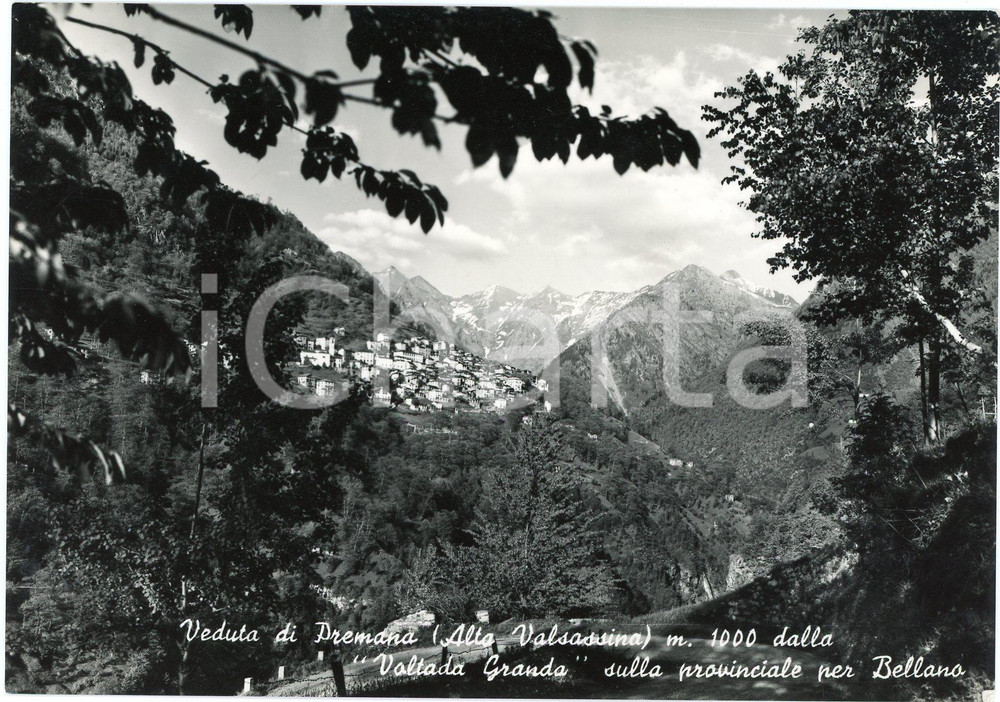 Cartolina originale da collezione 1959 PREMANA Vista dalla Voltada Granda sulla Provinciale per BELLANO Cartolina 1