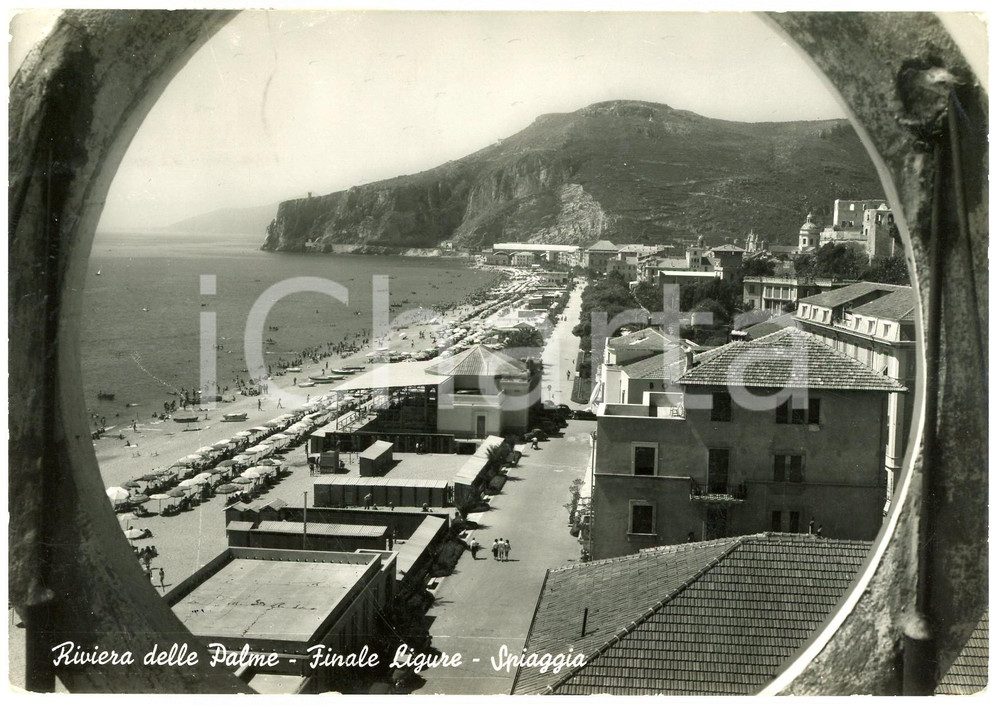 Cartolina originale da collezione 1953 FINALE LIGURE Spiaggia vista da un oblÃ²  Riviera delle Palme  Cartolina 1