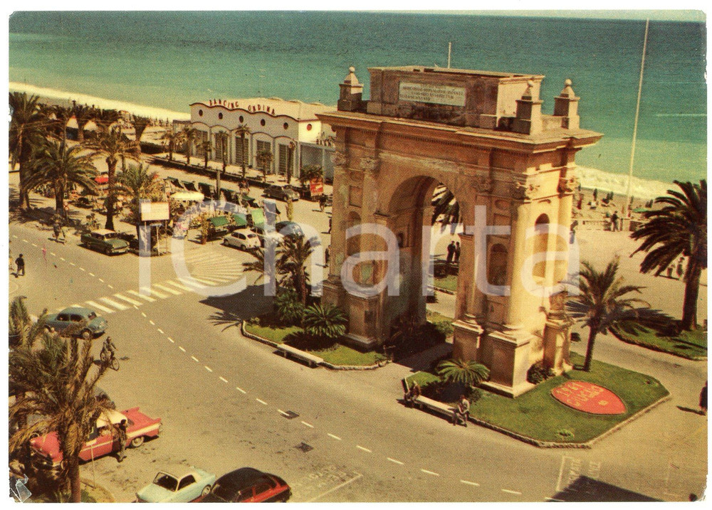 Cartolina originale da collezione 1960 ca FINALE LIGURE Arco Margherita di Spagna  Cartolina ANIMATA FG NV 1