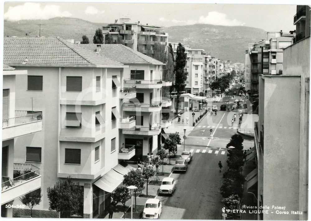Cartolina originale da collezione 1965 PIETRA LIGURE SV Corso Italia  Riviera delle Palme  Cartolina FG VG 1