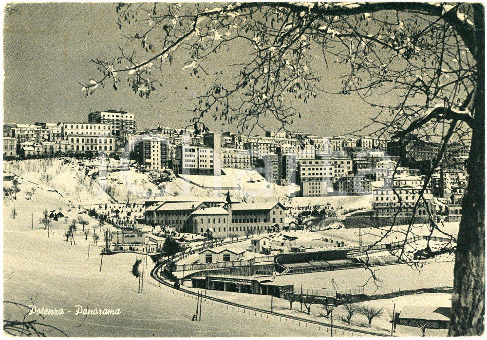 Cartolina originale da collezione 1956 POTENZA La cittÃ  sotto la neve  Cartolina FG VG 1