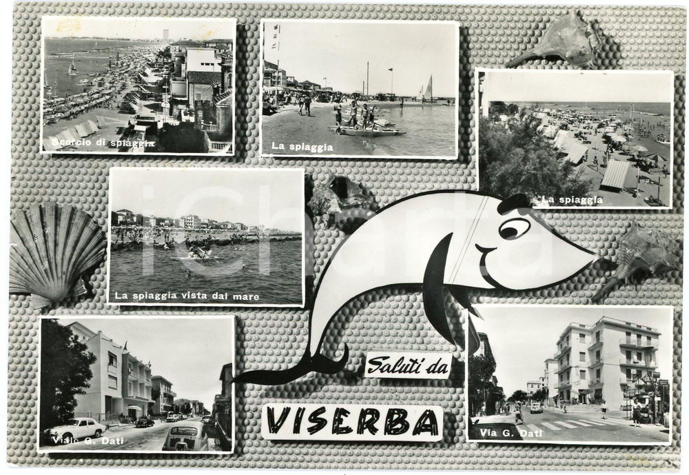 Cartolina originale da collezione 1964 VISERBA DI RIMINI Vedutine con Viale Giuliano Dati  Cartolina FG VG 1