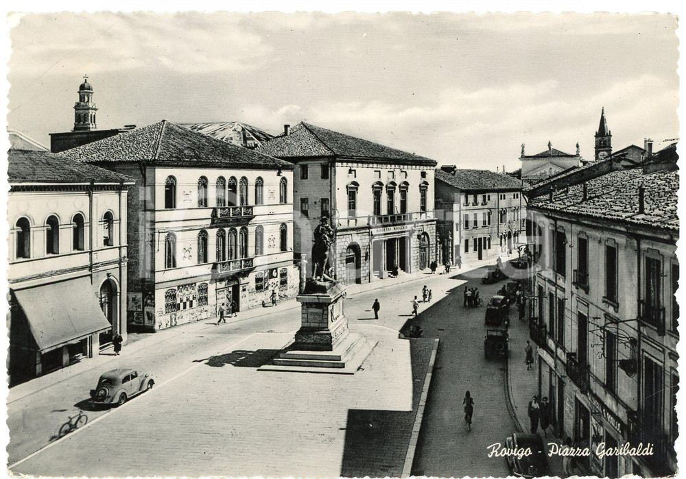 Cartolina originale da collezione 1955 ROVIGO Monumento a Giuseppe Garibaldi  Cartolina ANIMATA FG VG 1