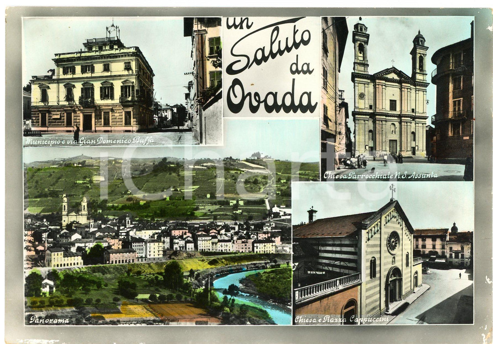Cartolina originale da collezione 1956 OVADA AL Via Giandomenico BUFFA Chiesa N.S. Assunta  Cartolina FG 1