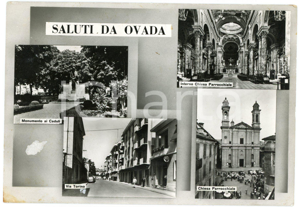 Cartolina originale da collezione 1964 OVADA AL Chiesa  Monumento ai Caduti  Via Torino  Cartolina FG VG 1