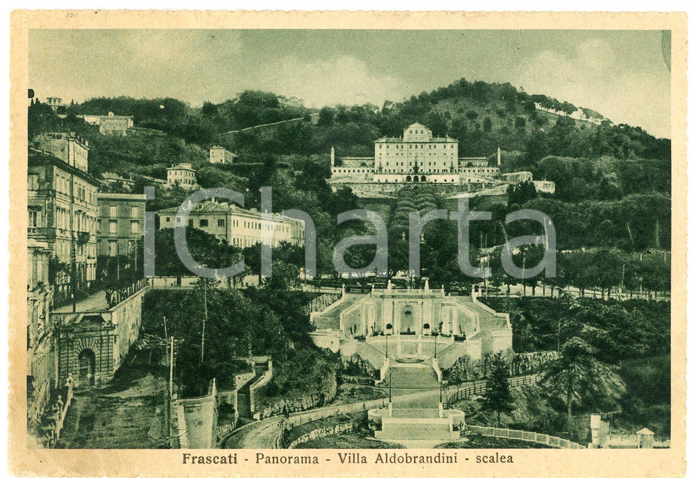 Cartolina originale da collezione 1935 FRASCATI RM Panorama di Villa Aldobrandini  Scalea  Cartolina FG VG 1