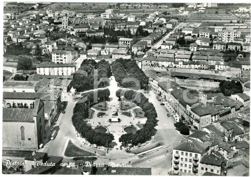 Cartolina originale da collezione 1950 ca PISTOIA Veduta aerea di Piazza Mazzini  Cartolina FG NV 1