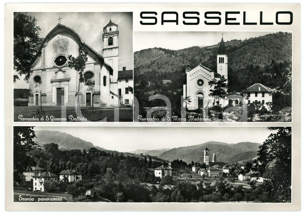 Cartolina originale da collezione 1961 SASSELLO Parrocchia S.Giovanni Battista e S.Maria Maddalena  Cartolina 1