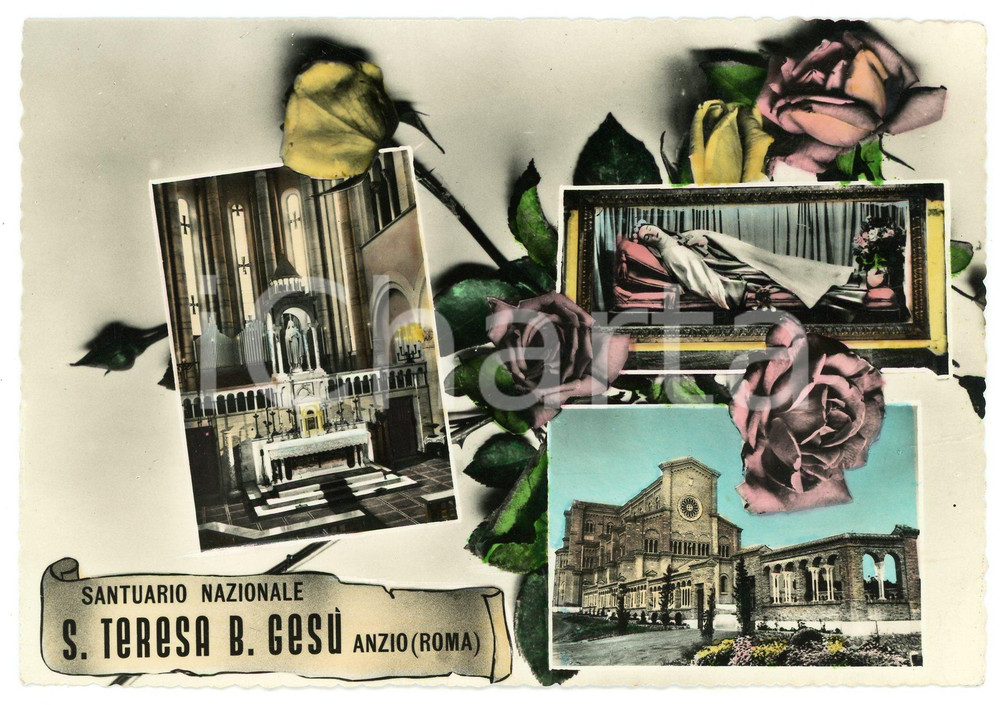 Cartolina originale da collezione 1960 ANZIO RM Santuario di Santa Teresa del Bambin GesÃ¹  Cartolina FG VG 1