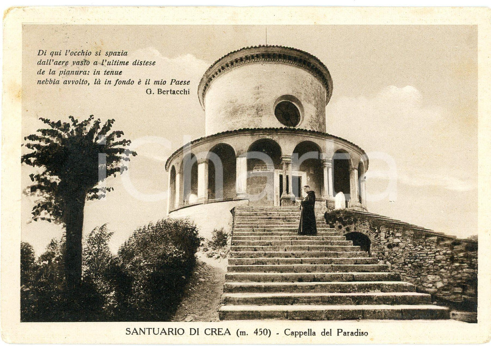 Cartolina originale da collezione 1956 SANTUARIO DI CREA Frate alla Cappella del Paradiso  Cartolina 1 1
