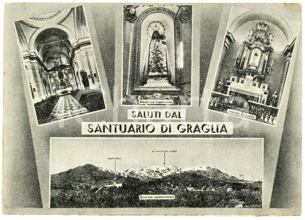 Cartolina originale da collezione 1950 SANTUARIO DI GRAGLIA BI Madonna Lauretana  Monte Mucrone  Cartolina 1