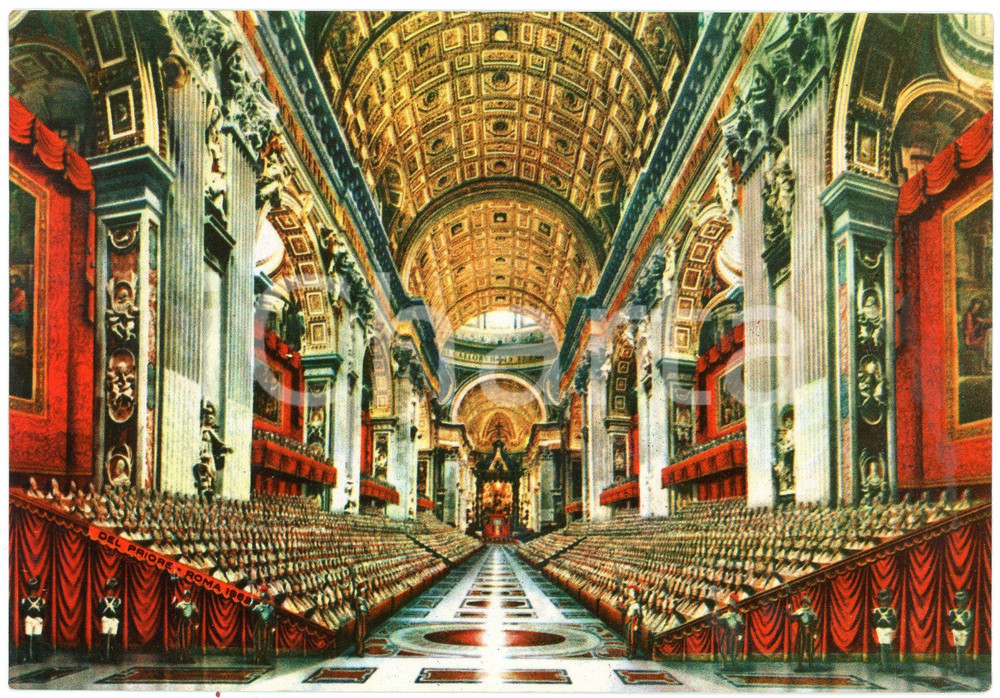 Cartolina originale da collezione 1963 CITTÃ€ DEL VATICANO Concilio Ecumenico Vaticano II  Cartolina ANIMATA FG 1