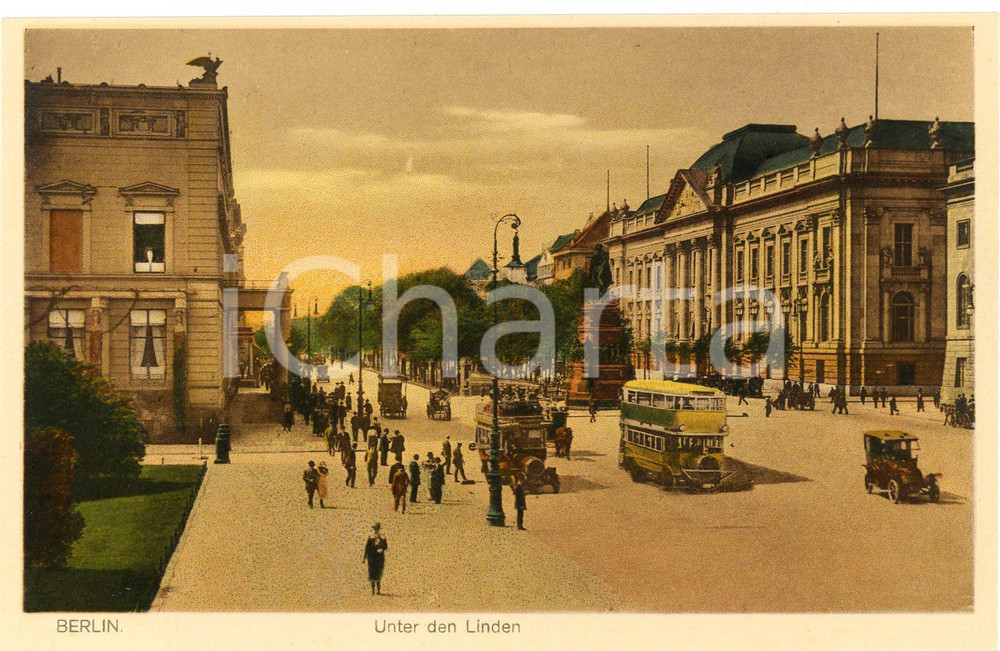 Cartolina originale da collezione 1930 ca BERLIN Unter Den Linden  Cartolina ANIMATA FP NV 1
