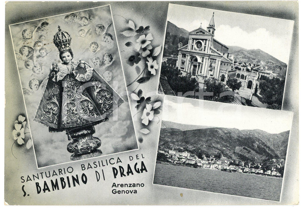 Cartolina originale da collezione 1957 ARENZANO Santuario Basilica del Bambino GesÃ¹ di Praga  Cartolina FG VG 1