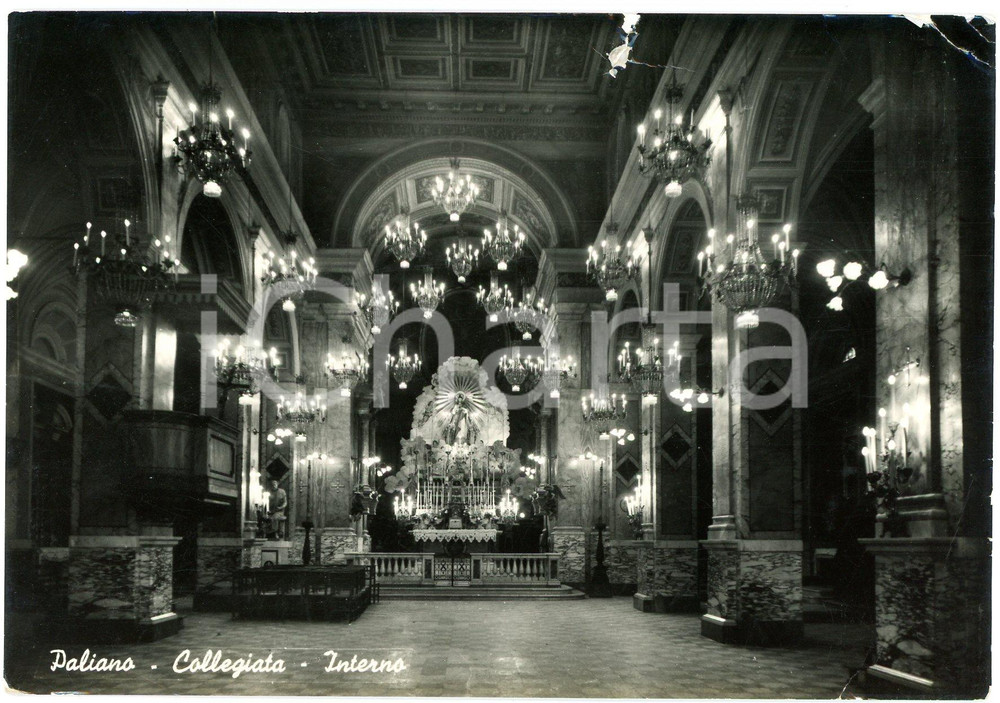 Cartolina originale da collezione 1957 PALIANO FR Collegiata di Sant Andrea Apostolo  Interno  Cartolina FG VG 1