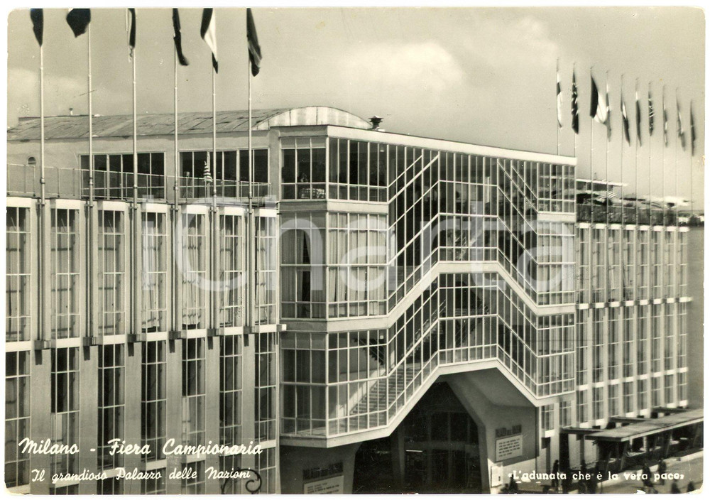 Cartolina originale da collezione 1950 ca MILANO Fiera Campionaria  Palazzo delle Nazioni  Cartolina  FG VG 1