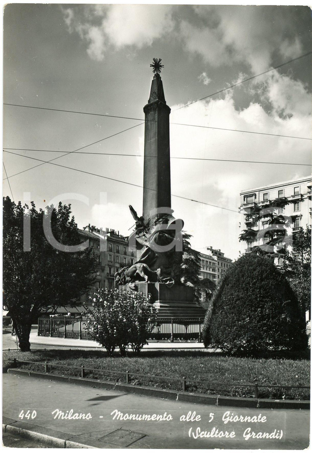 Cartolina originale da collezione 1954 MILANO Monumento alle Cinque Giornate di Giuseppe GRANDI Cartolina FG VG 1
