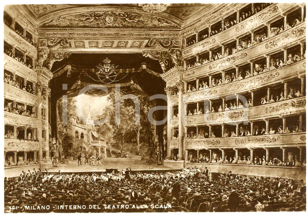 Cartolina originale da collezione 1950 ca MILANO Interno del Teatro alla Scala  Cartolina ANIMATA FG NV 1