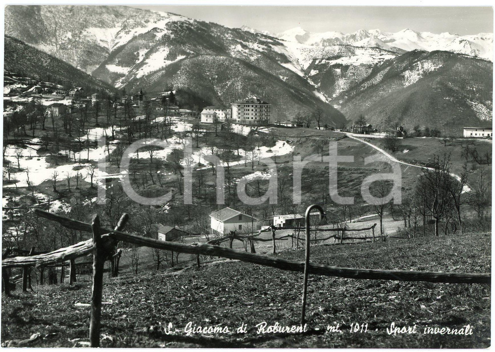 Cartolina originale da collezione 1950 ca SAN GIACOMO DI ROBURENT Panorama e piste da sci  Cartolina FG VG 1