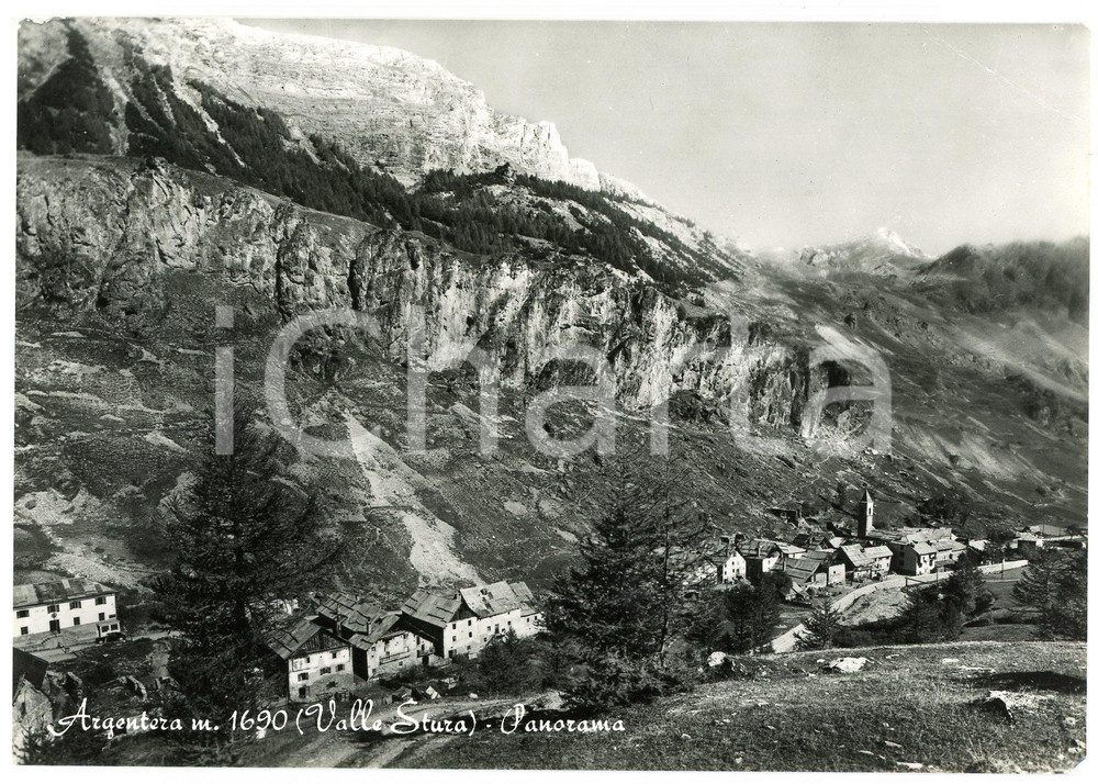 Cartolina originale da collezione 1953 ARGENTERA CN Panorama del paese e Valle Stura  Cartolina FG VG 1