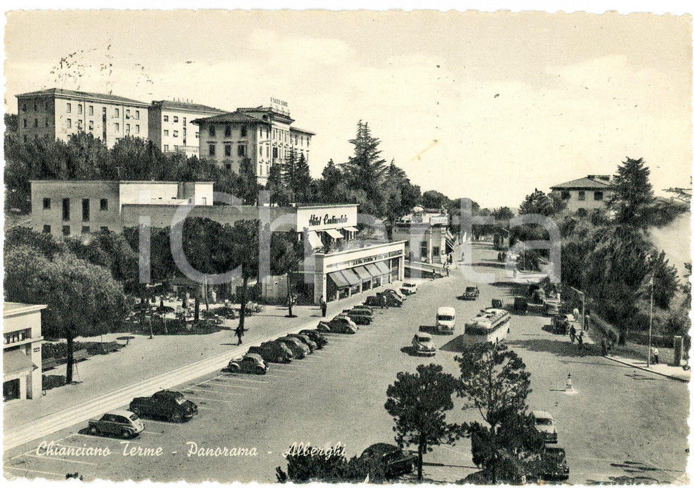 Cartolina originale da collezione 1956 CHIANCIANO TERME SI Panorama con alberghi  Cartolina FG VG 1