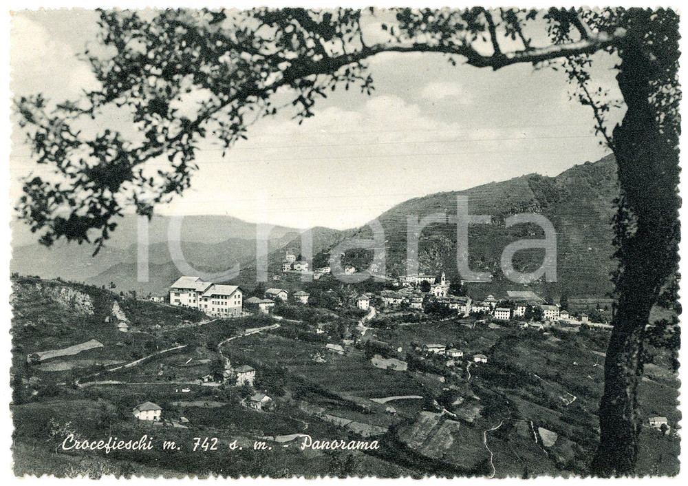 Cartolina originale da collezione 1950 ca CROCEFIESCHI GE Panorama del paese  Cartolina FG NV 1 1