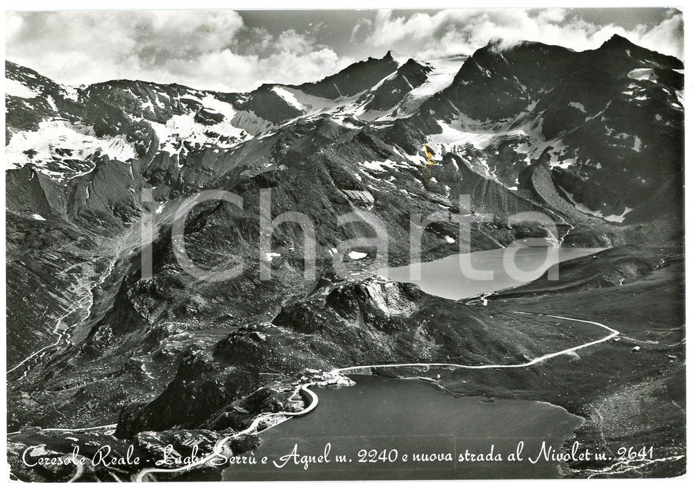 Cartolina originale da collezione 1961 CERESOLE REALE Laghi Serrù e Agnel  Strada al Colle Nivolet  Cartolina 1
