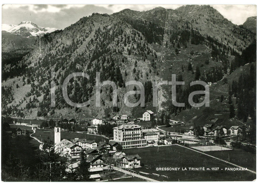 Cartolina originale da collezione 1950 ca GRESSONEYLA TRINITÃ‰ Panorama della localitÃ   Cartolina FG NV 1