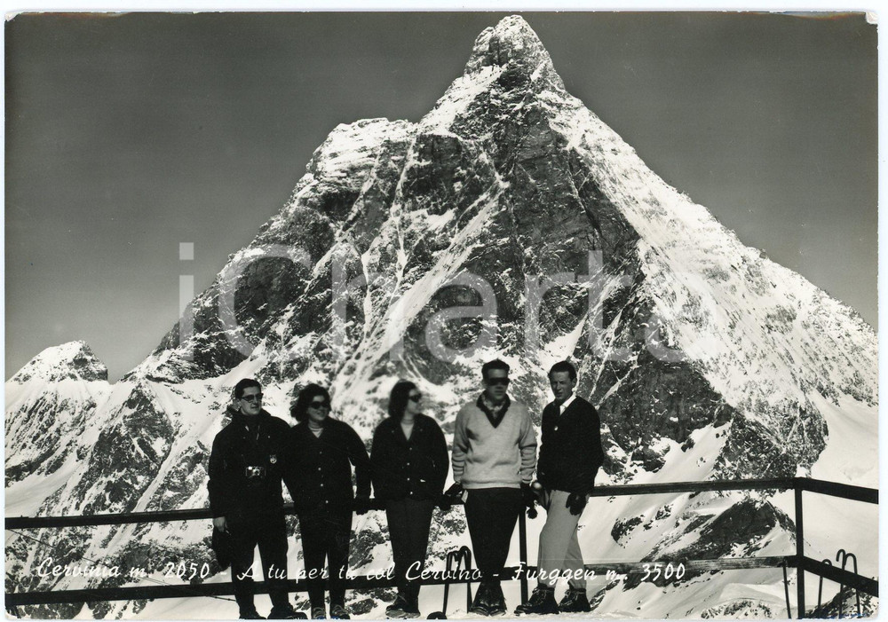Cartolina originale da collezione 1950 ca BREUIL  CERVINIA Il Monte Cervino visto dal Furggen  Cartolina ANIMATA 1
