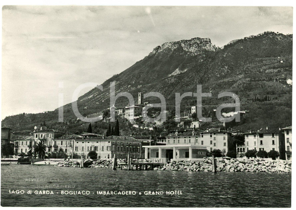 Cartolina originale da collezione 1950 ca BOGLIACO Lago di Garda  Imbarcadero e Grand Hotel  Cartolina FG NV 1