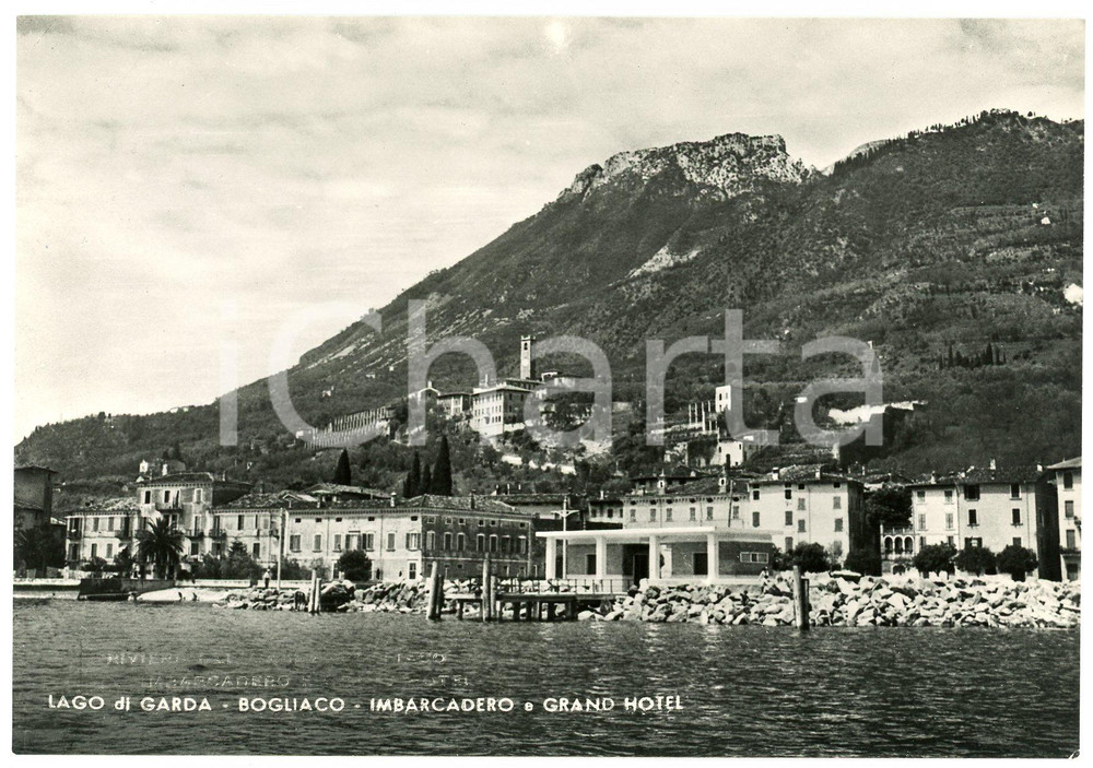 Cartolina originale da collezione 1950 ca BOGLIACO Lago di Garda  Imbarcadero e Grand Hotel 2 Cartolina 1