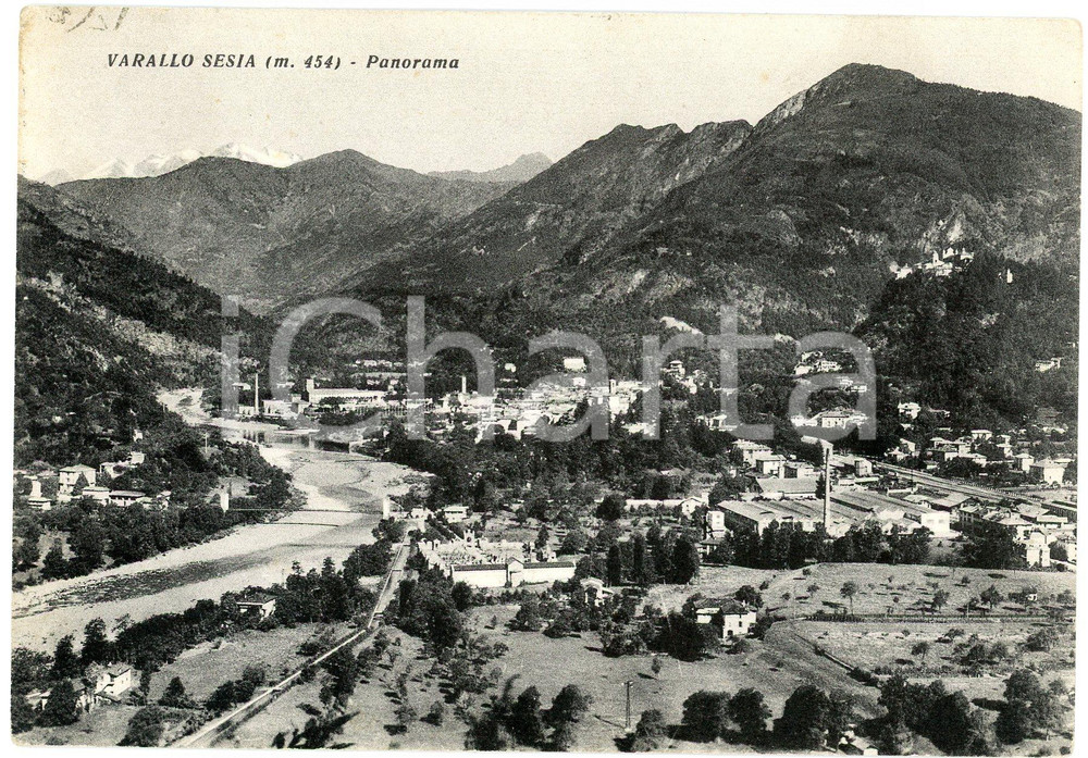 1959 VARALLO SESIA (VC) Panorama del paese - Cartolina FG VG