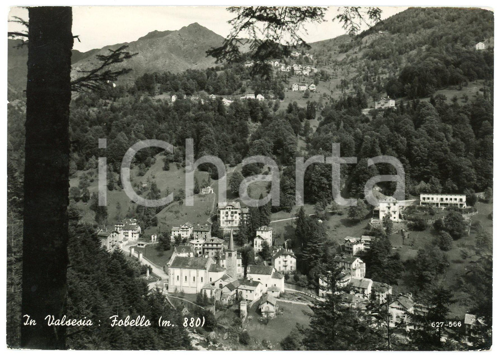 Cartolina originale da collezione 1955 FOBELLO  VALSESIA Panorama del paese  Cartolina FG VG 1